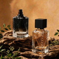 Flacon de parfum vide minimaliste de haute qualité, 100 ml, en verre, forme cube, avec vaporisateur à fine brume et boîte