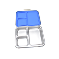 Nouvelle conception de boîte à lunch bento en acier inoxydable réutilisable et écologique, 3 compartiments, anti-fuite, sans BPA, capacité de 1240 ml pour enfants