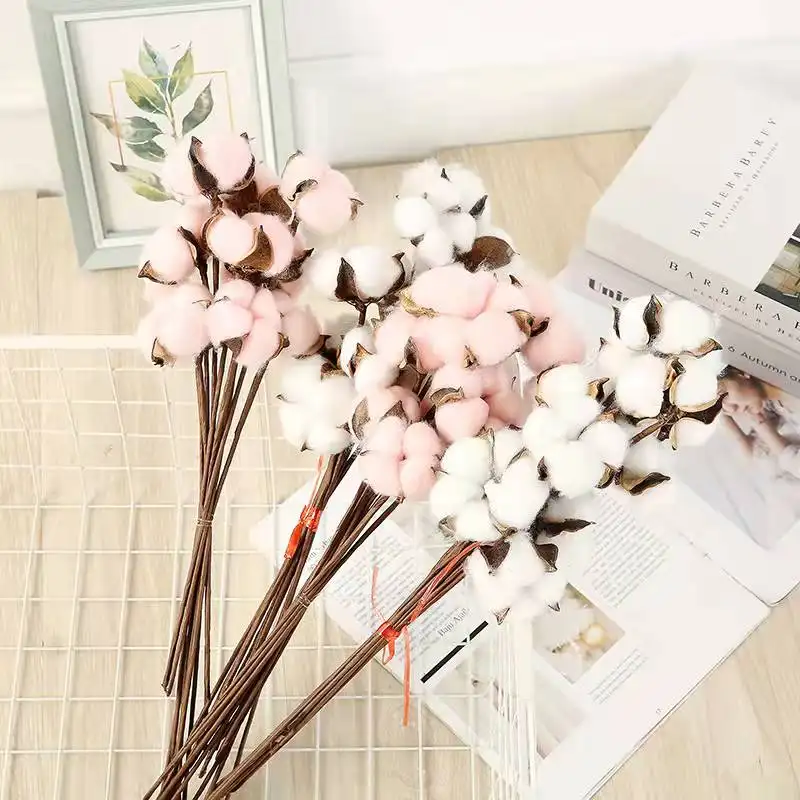 Nature Dried Cotton Picks Stalks Plants 42cm Artificial Cotton Flower for Farmhouse Home Decor