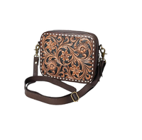 Sac à main mini de luxe pour femme, sac à bandoulière en cuir véritable personnalisé, style western, cuir de vache, ranch, floral, accessoire élégant