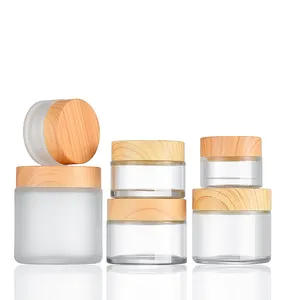 高级磨砂玻璃化妆品罐可定制高级盖，适用于5g至100克面霜玻璃容器
