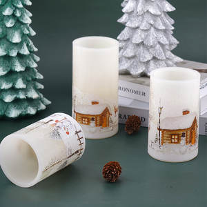 Snowman giáng sinh trang trí nội thất <span class=keywords><strong>Flameless</strong></span> thân thiện với môi không khói nến với bộ đếm thời gian, trắng pin-hoạt động <span class=keywords><strong>LED</strong></span> trụ cột nến - Product Image 2