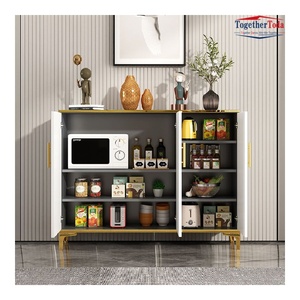 Meuble de rangement multifonctionnel en panneaux de particules haute densité avec portes à nervures pour l'organisation des chaussures, buffet de salle à manger - Product Image 3