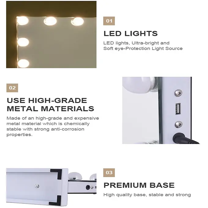 LED beleuchteter Tisch Kosmetik spiegel mit Touch Dimmer Light Memory LED-Lampen