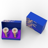 Boîtes cadeaux magnétiques de luxe personnalisées à rabat avec logo en feuille d'or pour suppléments ou deux bouteilles avec insert protecteur en EVA