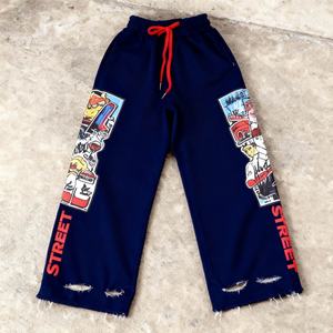 Pantalones Deportivos de Algodón para Hombre, Estilo Retro, con Cordón Ajustable en la Cintura, Corte Holgado y Ancho, Diseño Apilado, de Fabricante Líder - Product Image 2