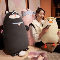 Coussin en peluche animaux de dessin animé mignons, canard, lapin, chat, poupée en peluche douce, coussin long pour canapé, lit, cadeau pour enfants