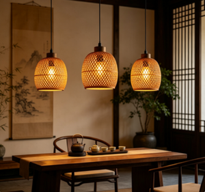 Lampada a Sospensione <span class=keywords><strong>in</strong></span> Bambù Intrecciato Naturale, Stile Speciale per Arredamento Minimalista del Soggiorno - Product Image 3