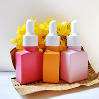 Flacon compte-gouttes rose flacon de sérum pour les soins de la peau 15ml flacon compte-gouttes en verre sérigraphie cosmétique or rose carré avec logo personnalisé