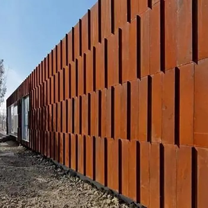 Façade en acier corten pour bâtiments commerciaux - Panneaux muraux décoratifs découpés au laser - Product Image 1