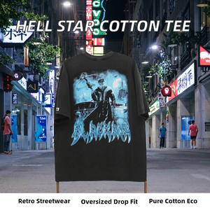 Camiseta de Hombre Vintage Oversize 100% Algodón con Estampado de Serigrafía de Estrellas, Cuello Redondo y Mangas Cortas, Transpirable y Ecológica - Product Image 2