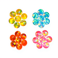 Perles d'opale synthétique en gelée de feu, forme boule, demi-trou, 4mm-8mm, 50 couleurs, couleurs Aurora