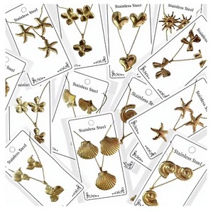 Ensemble de bijoux pendentifs best-sellers en acier inoxydable 316L plaqué or 18 carats, étanche, élégant, collier et boucles d'oreilles, accessoire de mode - Product Image 1