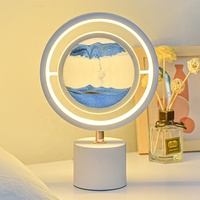 TAIKOO 3D Sablier Lampe De Table De Chevet Sable Peinture Mobile Led Veilleuse Quicksand Deep Sea Sandscape Lampes De Bureau