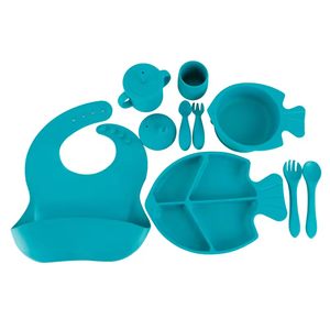 ชุดจานชามปลาซิลิโคนเกรดอาหารและดูดแรงสูงสำหรับทารกแก้วดื่มอาหารชุดภาชนะสำหรับรับประทานอาหารและอาหารเย็นที่ผ่านการรับรอง - Product Image 4