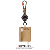 Porte-clés rétractable robuste avec boucle télescopique, étui tactique pour cartes, logo personnalisé, équipement EDC certifié REACH, portable
