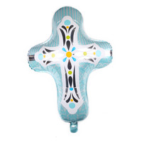 Vente en gros de ballons ronds en aluminium en forme de lapin en forme de croix pour l'anniversaire de bébé, les décorations de fête de baptême et de festival