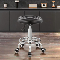 Tabouret rond pivotant à levage rotatif en gros, noir, en PU, chaise pivotante mobile, tabouret de médecin mobile