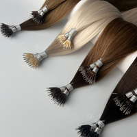 Extensions de cheveux à la kératine de couleur claire Nano Extensions de cheveux Cabello Perles de nanoring russes naturelles Anneau Nano Extensions de cheveux doublement étirées