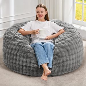 Indoor Supportive Large Rabbit Fur Oversized <strong>Jumbo</strong> Xl <strong>Bean</strong> <strong>Bag</strong> Soft Lazy Sofa Chair Fuzzy Xxl Pattern Custom Beanbag for Adult - Product Image 1