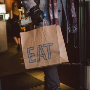 Sac en papier kraft brun personnalisé avec logo, multi-couches, avec poignée, pour l'emballage alimentaire des restaurants, la restauration, les plats à emporter - Product Image 2