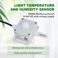 Sensor Integrado de Temperatura y Humedad Ecosentec Light RS485 Modbus 3 en 1, Transmisor de Ambiente con Lux, Temperatura y Humedad