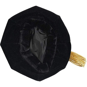 Hochwertige PHD Tudor Hauben aus schwarzem Samt mit Quasten Doctoral <span class=keywords><strong>Headmaster</strong></span> Graduation Gown Cap - Product Image 3