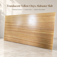 Grande dalle d'onyx jaune translucide polie, taille personnalisée, moderne, pour hôtel, villa, dessus de table et décoration intérieure