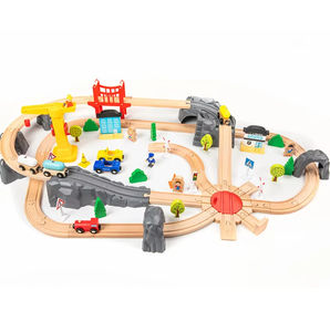 Haute qualité hêtre production garçon <span class=keywords><strong>train</strong></span> thème bloc de construction jouet <span class=keywords><strong>Train</strong></span> voie ferrée bébé <span class=keywords><strong>Train</strong></span> en bois ensemble jouet - Product Image 1