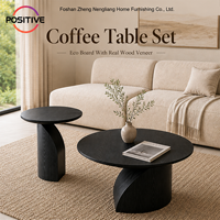 Ensemble de tables basses rondes noires modernes, style minimaliste italien, pour salon, appartement, hôtel, vente en gros, OEM, ODM