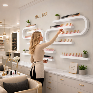 U-Shaped Wall Mount Nail Polish Display Rack Modern Acrylic <b>Shelf</b> for Nail Salon - Product Image 1