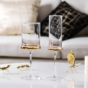 2020 popolare Colorato Vetreria Rosa/Fumo/Trasparente/Viola <span class=keywords><strong>Calici</strong></span>/Colpo Stemless Bicchiere di Vino Placcatura In Oro Con La Montatura Nera bicchieri di vino - Product Image 2