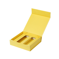 Boîte cadeau magnétique pliable personnalisée jaune avec insert en carton divisé sur mesure, boîte rigide plate pour coffret cadeau de tubes cosmétiques