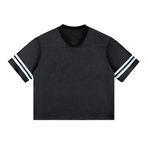 Rayas Bloque de color Europeo-Americano Top Cuello en V Retro Recorte Manga corta - Product Image 1