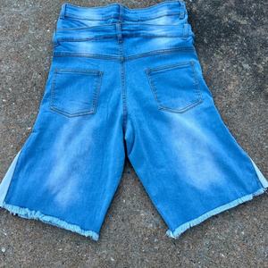 Shorts en jean décontractés Y2K pour homme, avec broderies personnalisées, style vintage délavé à l'acide, déchiré et usé, double taille, streetwear - Product Image 5