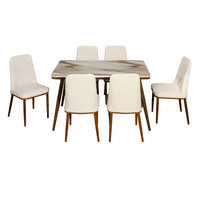 Ensemble de table et chaises de salle à manger de luxe au design moderne avec plateau en marbre pour 6 personnes - Mobilier de salle à manger - Entrepôt