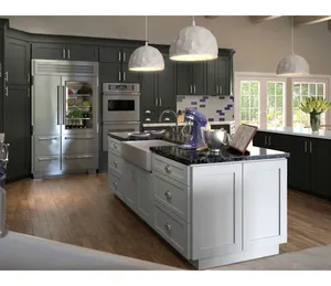 Top quality real cereja armário de cozinha porta de madeira pintada de cor fixa forma personalizada