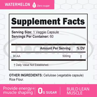 Capsules de poudre de Bcaa de supplément de saveur de pastèque de nutrition de sport d'énergie musculaire d'acide aminé naturel