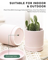 Pot Bunga Keramik Kecil Minimalis Warna Pink dengan Lapisan Matt, Lubang Drainase, dan Alas, Dekorasi Rumah yang Indah untuk Taman Luar Ruangan
