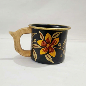 Wooden Handle Floral <b>Ceramic</b> <b>Cup</b> Black Tea Mug Decorative Drinkware for Home Gift Use - Product Image 1