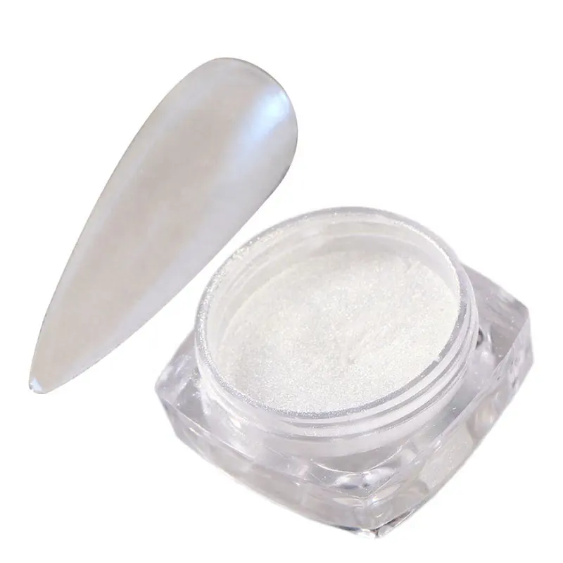 Coquille perle poudre de paillettes néon miroir trempage blanc ongle Chrome Pigment UV Gel vernis décoration d'ongles