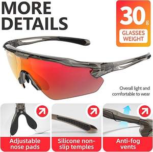 نظارات شمسية للدراجات متغيرة اللون، نظارات رياضية للجنسين، نظارات رياضية مستقطبة بعدسات UV400، نظارات للصيد، نظارات شمسية للجري - Product Image 2