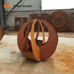 Maceta de acero Corten para exteriores, maceta esférica de metal hueco para colgar o colocar, venta al por mayor de fábrica - Product Image 4