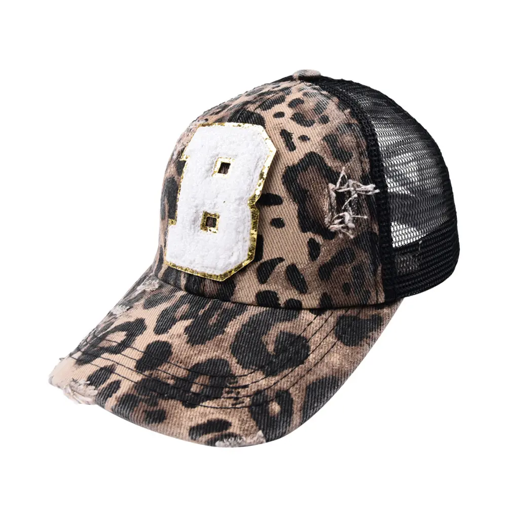 Topi Kemah olahraga hitam Leopard, kualitas baik 2023 penggunaan khusus secara teratur ketat