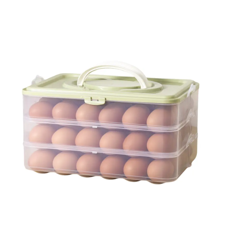 กล่องเก็บไข่พลาสติกแบบวางซ้อนกันได้24ช่องเก็บอาหารกันฝุ่นแบบพกพา