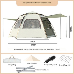 Tenda da Campeggio Istantanea per 5-8 Persone, Facile da Montare |   Tenda a Cupola Esagonale per <span class=keywords><strong>3</strong></span> Stagioni, Ideale per Famiglie, Escursioni e Viaggi - Product Image 2