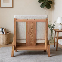 Fauteuil individuel en bois massif de style moderne du milieu du siècle, chaise décontractée minimaliste de style japonais avec mousse haute élasticité pour salon