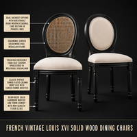 Chaise de salle à manger vintage en bois massif avec dossier en rotin au design moderne pour salles à manger, chambres, hôtels et appartements