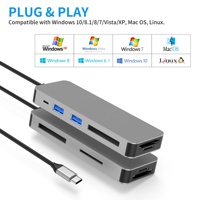 Hub de lector de tarjetas USB C multipuerto con SD/TF/XQD/MS/CF, 2. 3,0, tipo C 15W, todas las tarjetas de lectura simultánea para computadora portátil