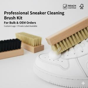 Sneaker-Reinigungsbürsten-Set im Großpack |   Pferdehaar & PP-Borsten |   OEM-Logo verfügbar |   Schuhpflege-Set für Großhandelskäufer - Product Image 1
